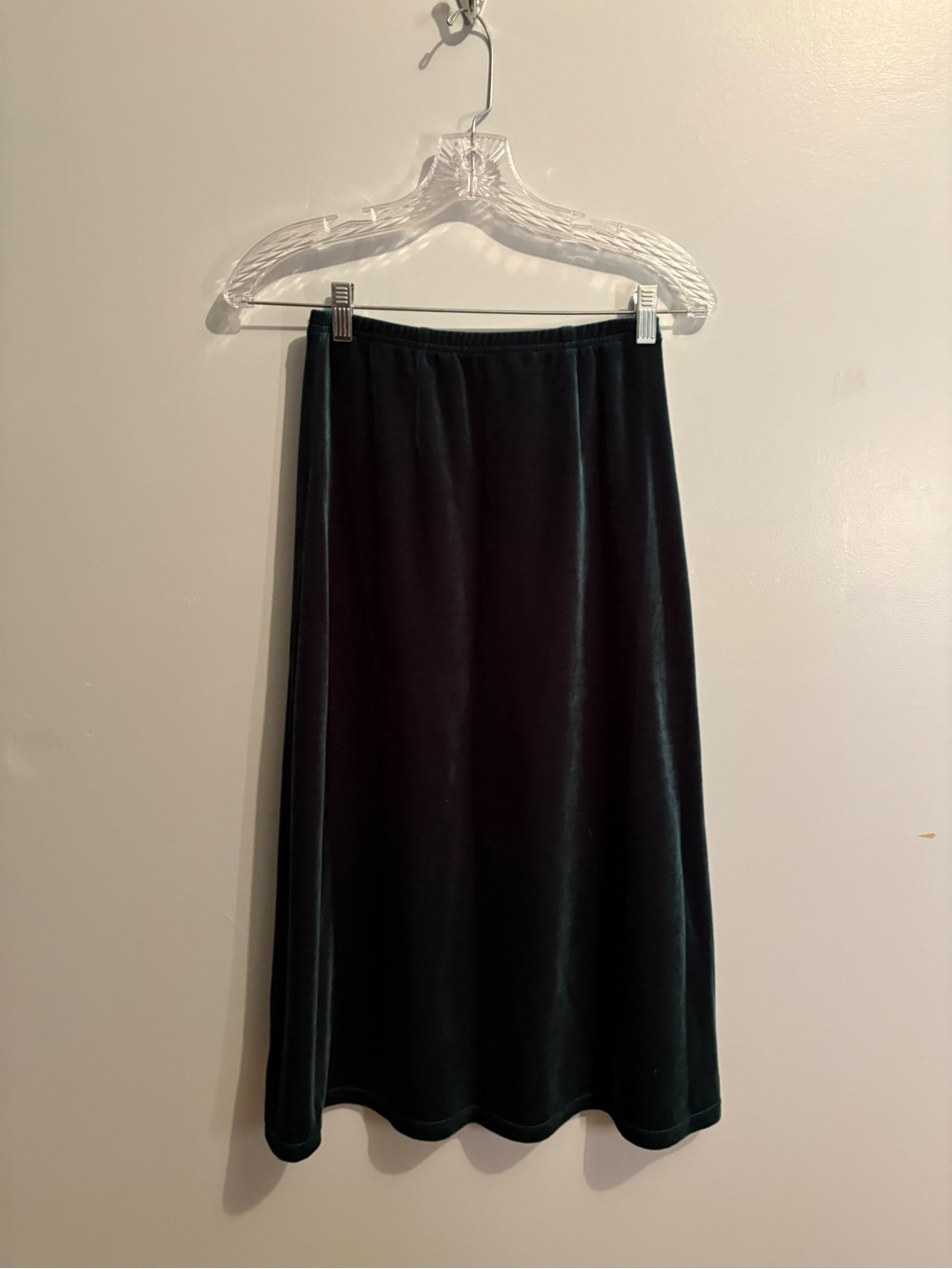 Vintage Lord & Taylor Classic Green Velvet Midi Skirt Women's Small Holiday